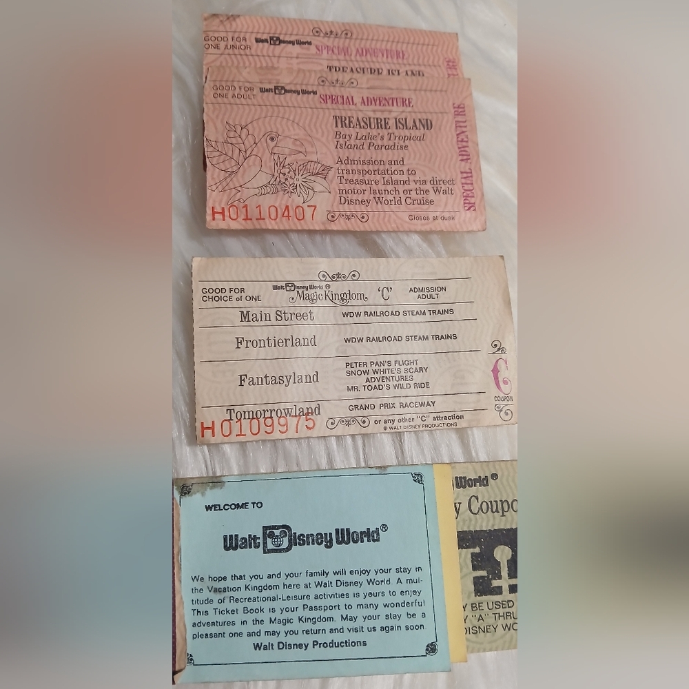 Disney Vintage Ticket Collection - Red, Pink, Blue